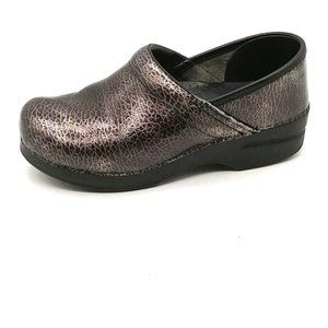 Dansko Womens Loafer Black‎ Gray Leather Snakeskin Clog Slip On Round Toe EUR 38
